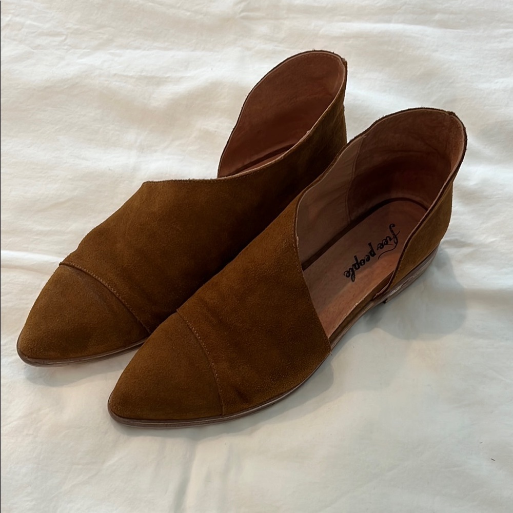 Free People Brown Suede Pointed Royale Flats